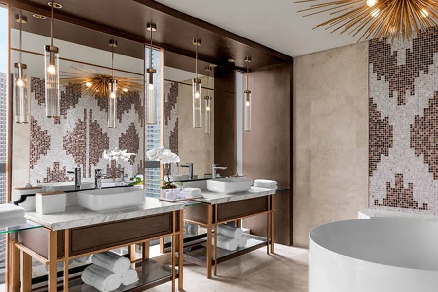 solución de baño para habitación piloto de hotel