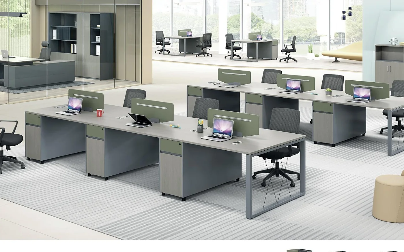 estaciones lineales bench para oficina corporativa
