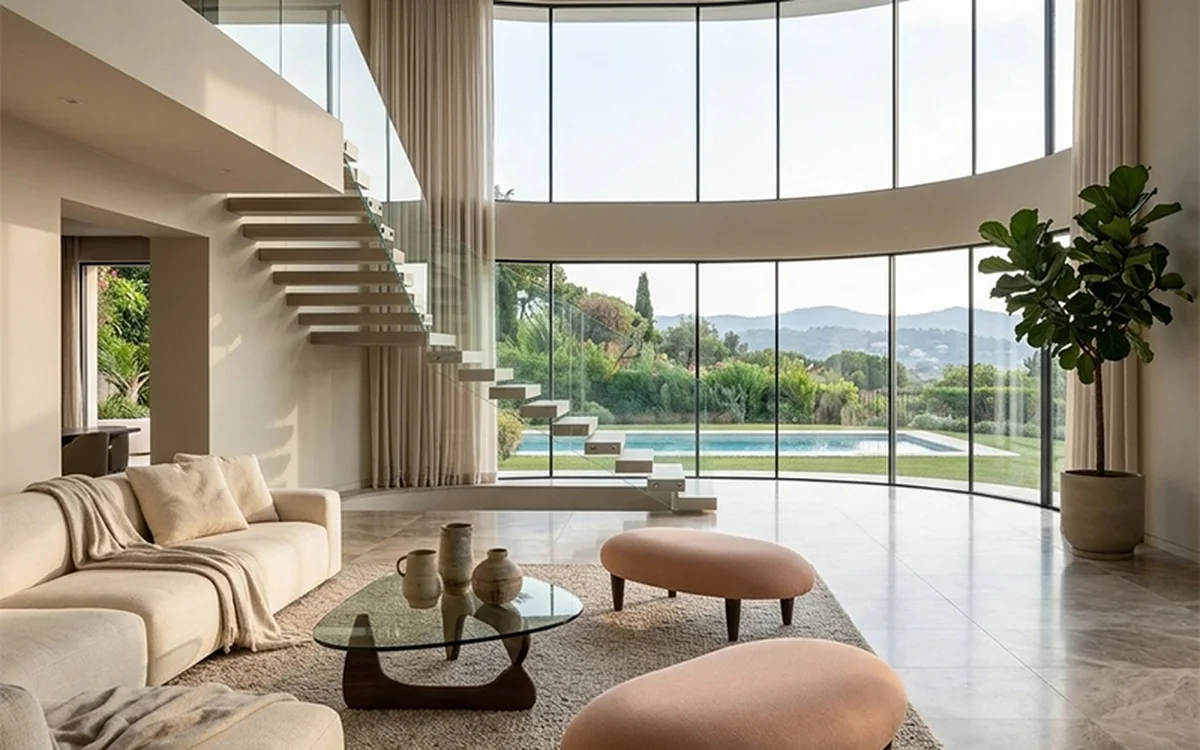 lounge de doble altura para residencia premium