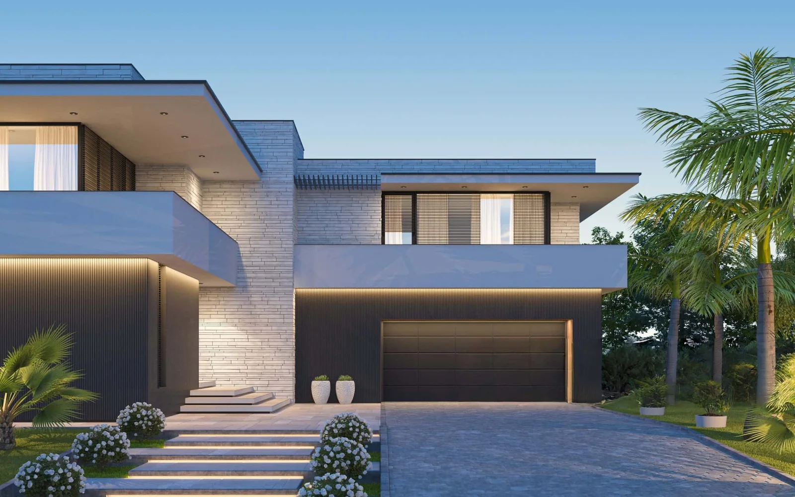 villa moderna con piscina y fachada premium