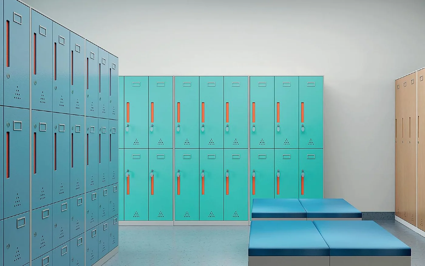 lockers y banco para personal médico