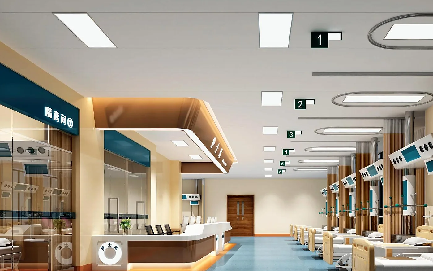 hall médico con recepción y sala de espera integrada
