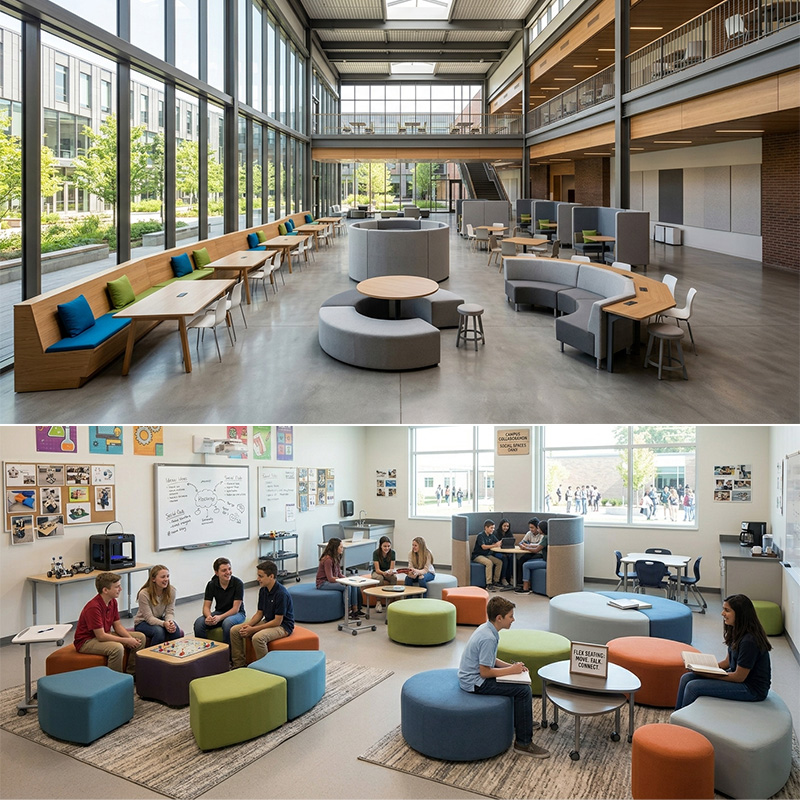 Asientos Colaborativos Modulares para Espacios Sociales del Campus vista 1
