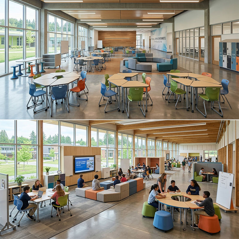 Mobiliario Escolar Modular Reconfigurable con Ruedas para aulas y proyectos educativos