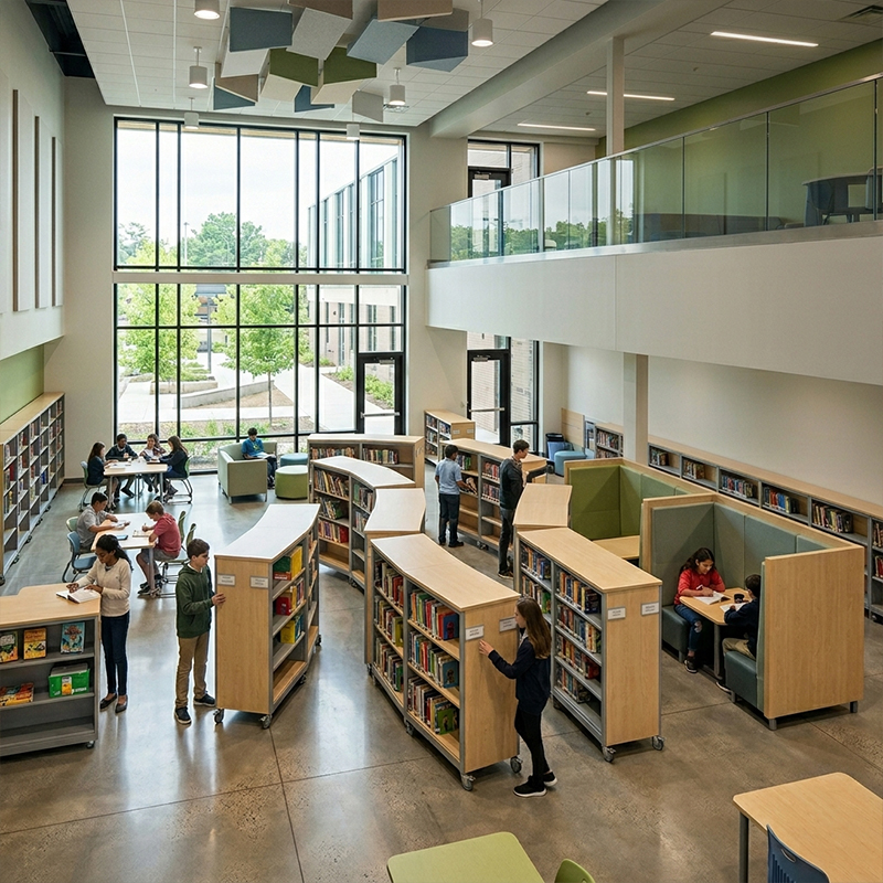Estanterías Móviles para Bibliotecas Escolares con Ruedas vista 1