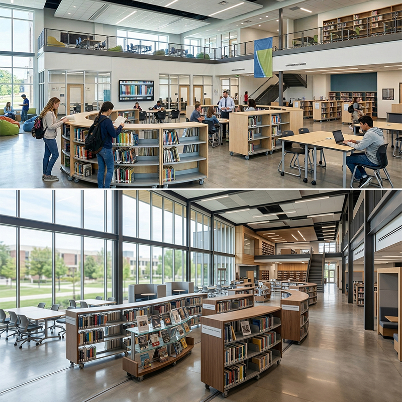 Estanterías Móviles para Bibliotecas Escolares con Ruedas vista 3