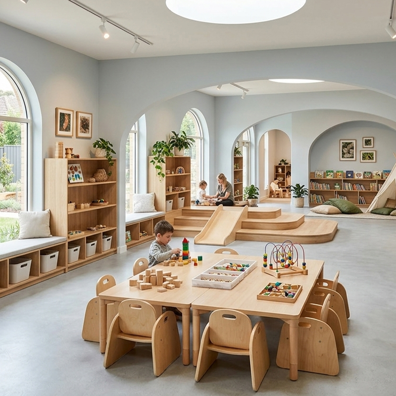 Mobiliario Montessori en Madera para Aulas de Diseño para aulas y proyectos educativos