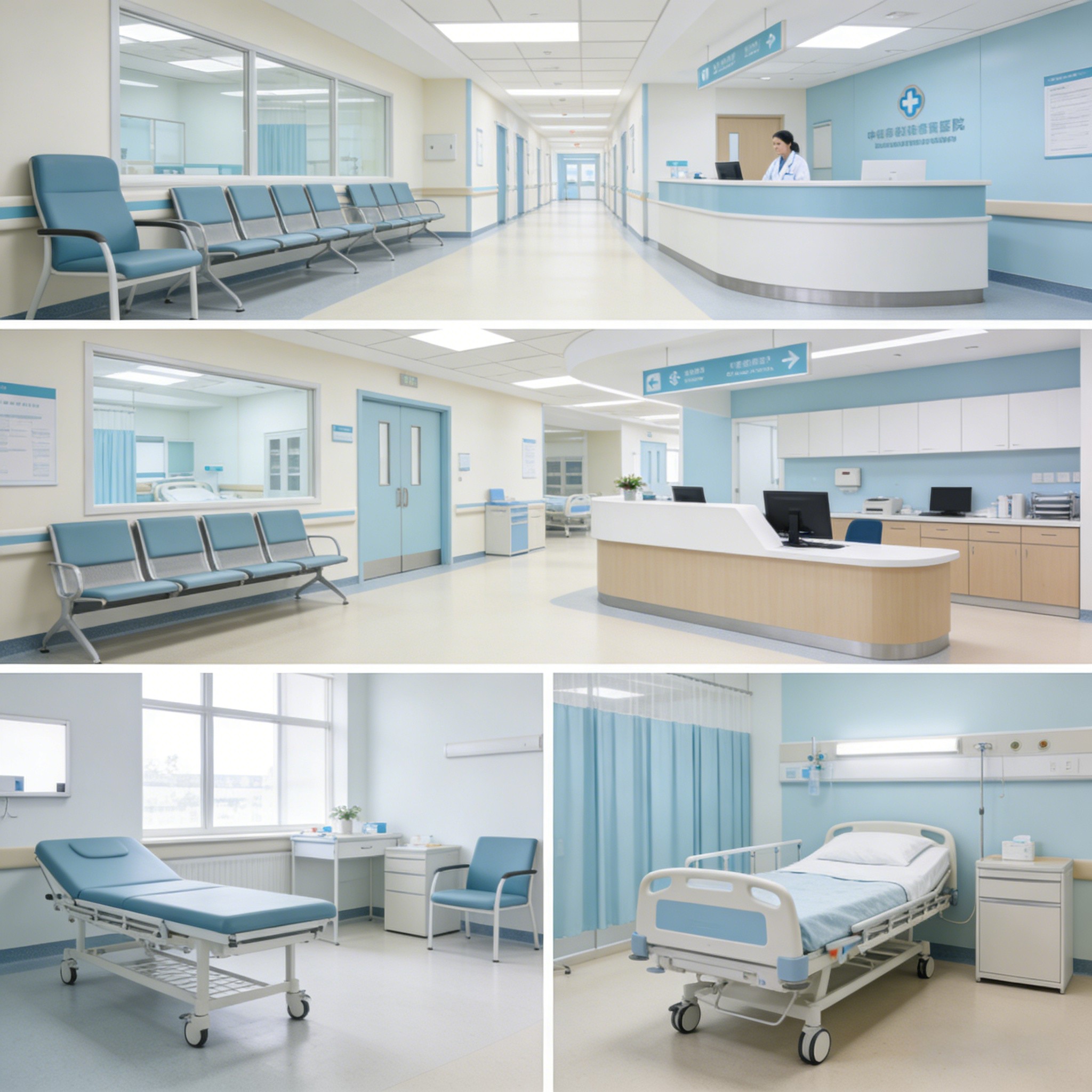 Mostrador de Recepción Hospitalaria Antimicrobiano Modular para hospital y proyectos medicos