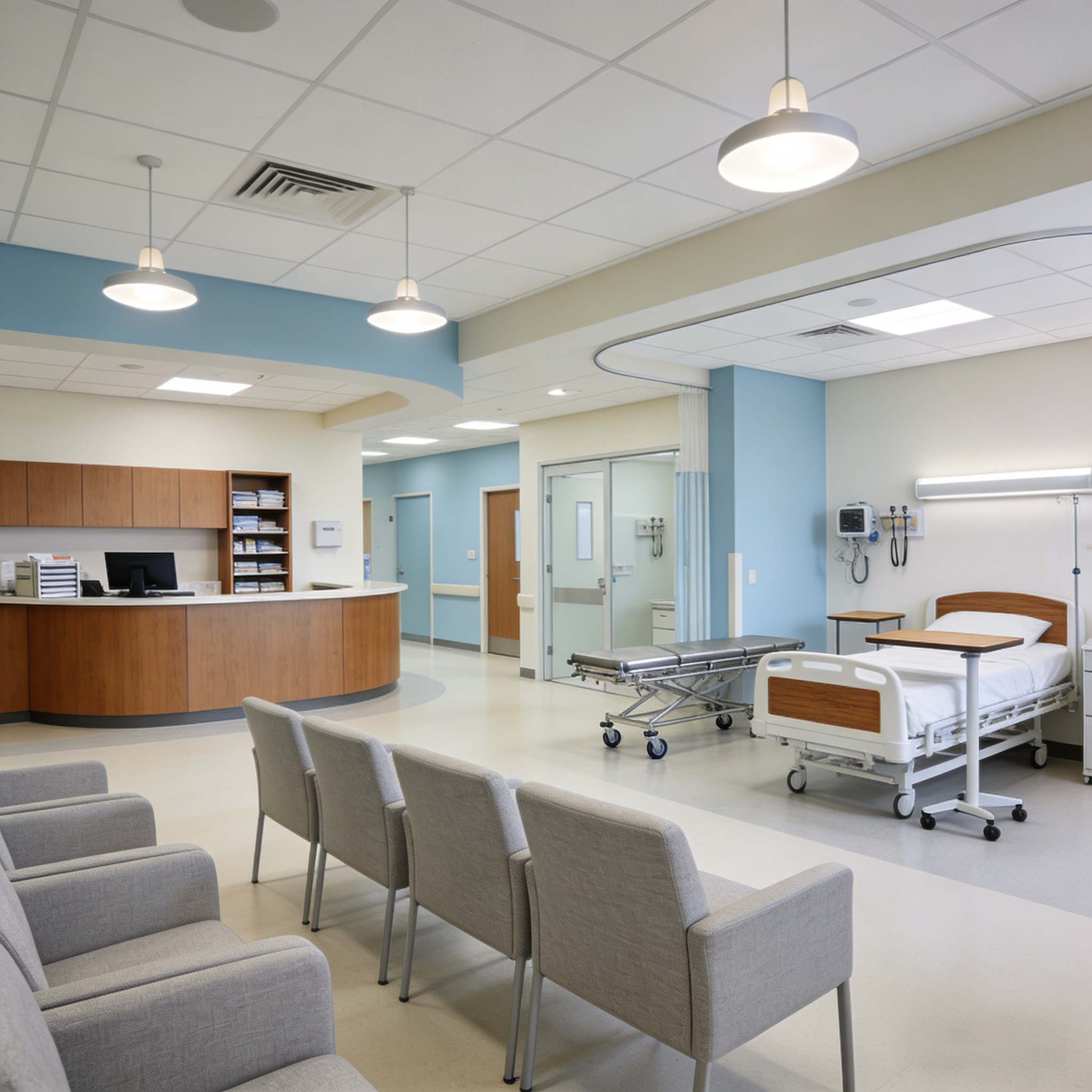 Mostrador de Recepción Hospitalaria Antimicrobiano Modular vista 3