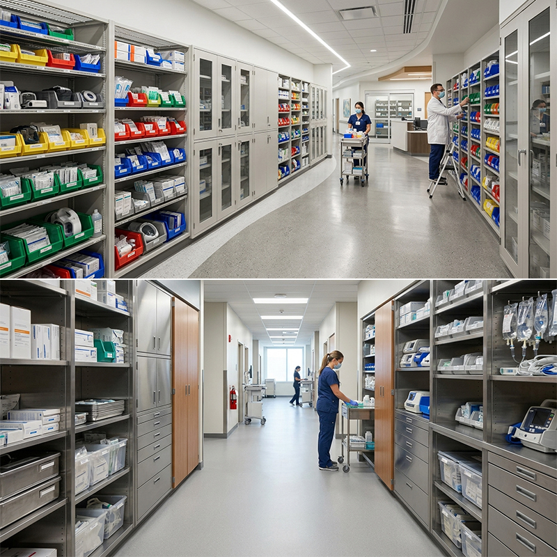 Sistema de Almacenamiento Médico con Estantería Antimicrobiana vista 2