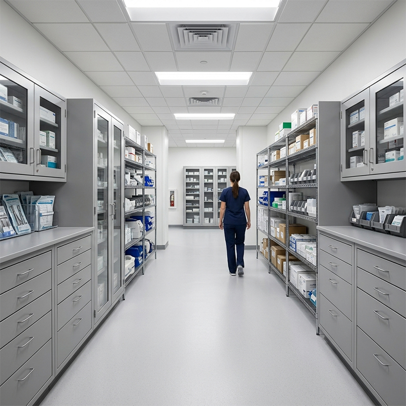 Sistema de Almacenamiento Médico con Estantería Antimicrobiana vista 3