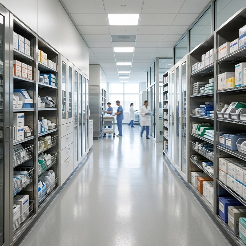 Sistema de Almacenamiento Médico con Estantería Antimicrobiana vista 4