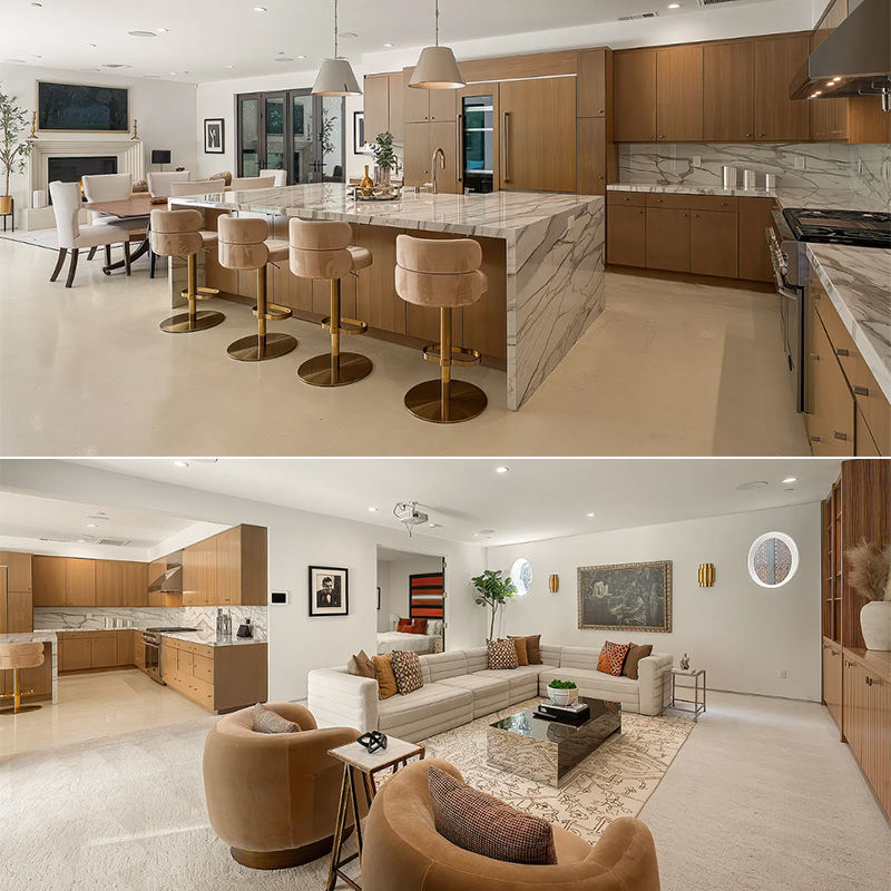 Mobiliario de Salón Premium para Villas con Mármol y Acero para proyectos residenciales y viviendas