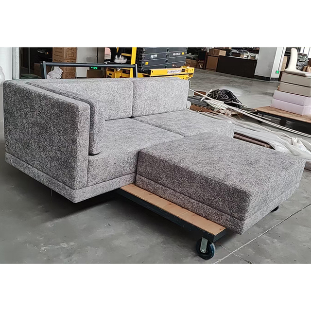 Sofá modular recto de tela con otomana para hoteles y zonas comunes