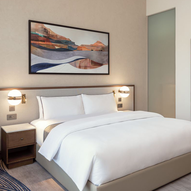 Mesita de noche flotante con puerto USB para habitaciones de hotel